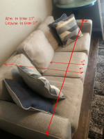 3 seater beige sofa + pillows