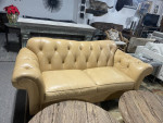 Ethan Allen Tan Rolled Arm Leather Sofa