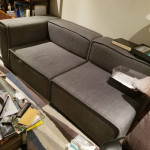 grey modular blue dot sofa