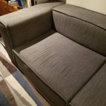grey modular blue dot sofa