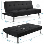 Black convertible futon sofa sleeper couch with usb - NEW