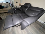 Leather recliner sofa with dual heat and massage function
