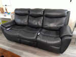 Leather recliner sofa with dual heat and massage function