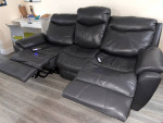 Leather recliner sofa with dual heat and massage function