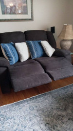 Brown love seat and recliner sofa