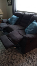 Brown love seat and recliner sofa