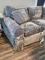 Blue/grey crushed velvet sofa