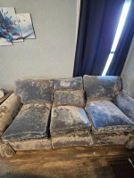 Blue/grey crushed velvet sofa
