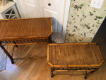 Set Of 2 Bamboo Sofa Table & Side Table