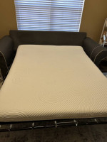 Queen sleeper sofa with memory foam mattress
