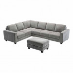 Santana Fabric Sectional Sofa Couch Storage Ottoman 1429