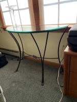 MATCHING COFFEE & SOFA TABLES GLASS TOP WROUGHT IRON BASE