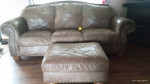 Leather large sofa w ottoman