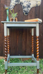Upcycled, Hand-painted Antique English Barley Twist Side table, nightstand, sofa