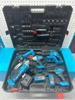 Power tools, angle grinders, screwdrivers, and other items are available