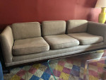 Midcentury 84” sofa genuine linen blend