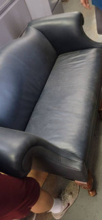 Leather navy 2 seater love seat couch sofa traditional lawyer look