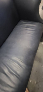 Leather navy 2 seater love seat couch sofa traditional lawyer look