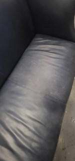 Leather navy 2 seater love seat couch sofa traditional lawyer look