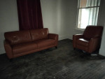 Leather Burnt orange sofa and matching chair