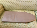 Vintage curved front sofa - white and green damask upholstery