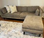 Gray Sofa Sectional Couch with Ottoman