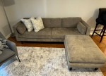 Gray Sofa Sectional Couch with Ottoman