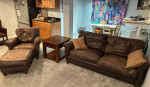 Leather Sofa, Chair, Ottoman