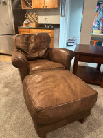 Leather Sofa, Chair, Ottoman