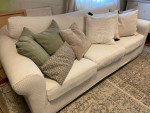Clean Tan  Couch Sofa with Cream Slipcover