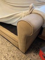 Clean Tan  Couch Sofa with Cream Slipcover