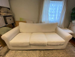 Clean Tan  Couch Sofa with Cream Slipcover