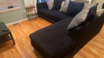 Black Sectional Sofa Couch with Pillows