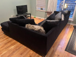 Black Sectional Sofa Couch with Pillows