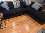 Black Sectional Sofa Couch with Pillows