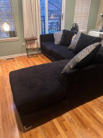 Black Sectional Sofa Couch with Pillows