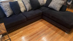 Black Sectional Sofa Couch with Pillows