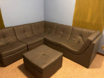6 piece vegan leather modular sectional sofa