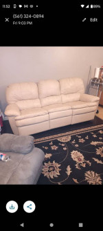 Leather sofa w/recliners