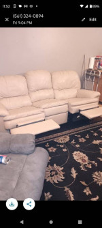 Leather sofa w/recliners