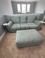 Teal / Aqua Sofa , Plus Matching Ottoman