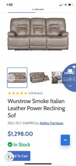 Italian Leather Power Reclining Sofa