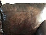 Brown “leather” Stained Fabric Couch Sofa Nailhead Accents