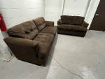 Matching Sofa And Loveseat, Tufted Brown Corduroy (Delivery available)