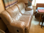 Leather sofa w/ reclining each end