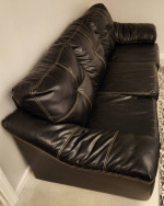 Sofa Black Bonded Leather 93" x 37" x 36" high
