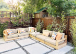 Outdoor patio teak sofa sectionals and dinning tables, furniture