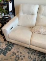 White Leather Power Recline Sofa & Loveseat