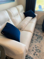 White Leather Power Recline Sofa & Loveseat