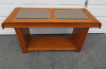 Oak Sofa Table / Hallway Table with Glass Mirrored Top